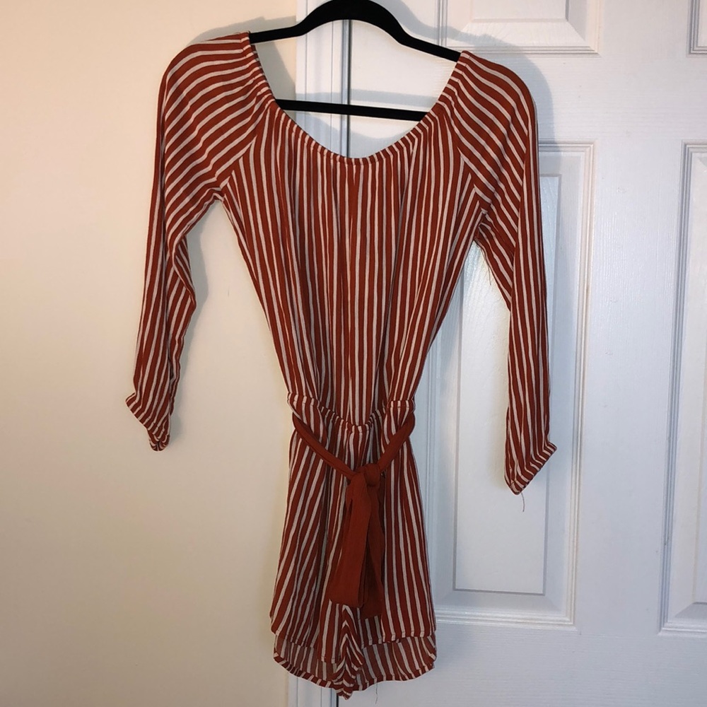 Striped Off the Shoulder Romper